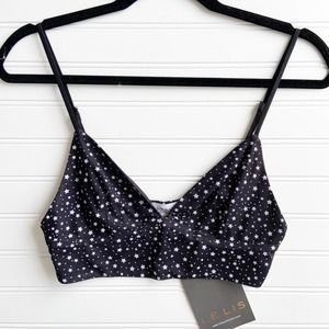 Le Lis Small Black White Mesh Star Constellation Triangle Bralette Cami Crop Top